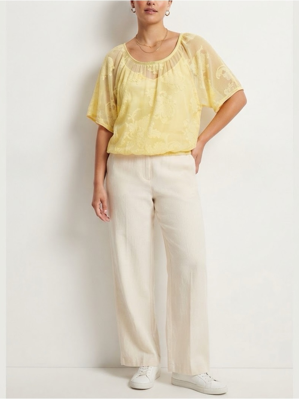 Anthropologie Pastel Yellow Floral Burnout Flutter Sleeve Blouse🤩